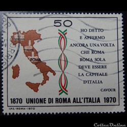 Italie 01053 union de Rome et des états pontificaux avec l'Italie 50 lires de 1970