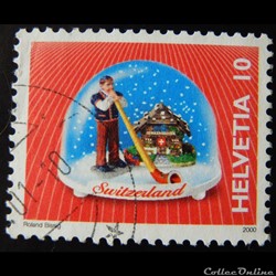 Suisse 01647 boule à neige Cor des Alpes 10cts de 2000