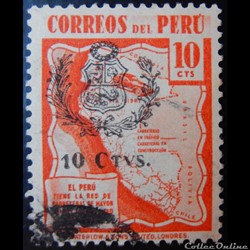 Pérou 00387 carte routière du Pérou 10c de 1943