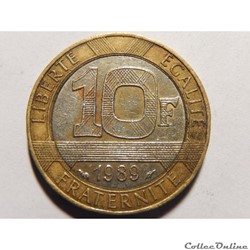 10 Francs Génie de la Bastille 1989