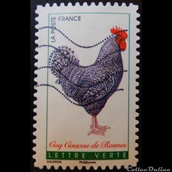 AA01248 Coq Coucou de Rennes lettre verte