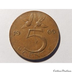 Pays-Bas, 5 cent de 1969