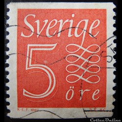 Suède 00459 nouveau type de numéro 5öre de 1961