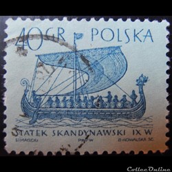 Pologne 01419 drakkar scandinave 40Gr de 1965