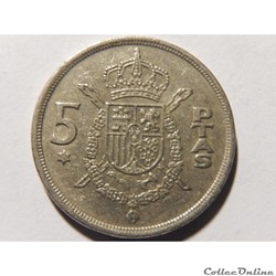Espagne, 5 pesetas de 1975