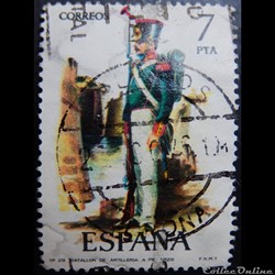 Espagne 01999 uniforme militaire de 1828 7Ptas de 1976
