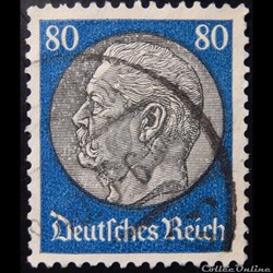 Allemagne Reich 00460 président Paul Von Hindenburg 80pf de 1933