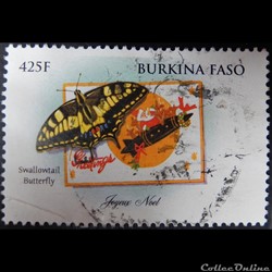 Burkina Faso 01105 papillon machaon et joyeux noël 425f de 1998