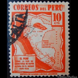 Pérou 00358 carte routière du Pérou 10c de 1938