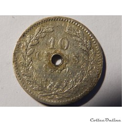 Pays-Bas, 10 cents de 1880 percé