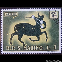 Saint-Marin 00749 signe du zodiac le bélier 1L de 1970
