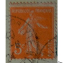 00158 Semeuse fond plein 5c orange de 1920