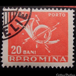 Roumanie T0124B Cor postal avec la foudre 20 Bani de 1957