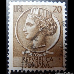Italie 00651 pièce de Syracuse 20 lires de 1953