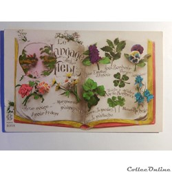 CPA de voeux, le langage des fleurs.