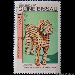 Guinée-Bissau 00295E Léopard sculpté 15p de 1984