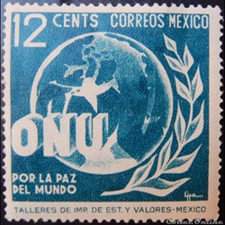 Mexique 00604 allégorie de la paix mondiale 12c de 1946