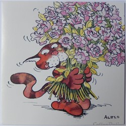 CP Peinture, chat avec bouquet