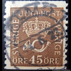 Suède 00140 couronne et cor 45öre de 1925