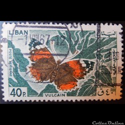 Liban PA0334 papillon Vulcain 40p de 1965