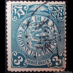 Chine impériale 00076 dragon 3cents de 1910