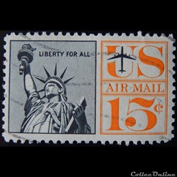 Etats Unis PA0059 statue de la liberté et avion 15c de 1961