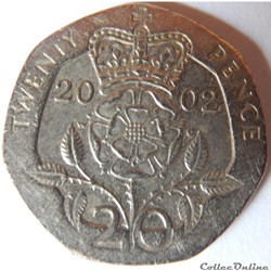 Royaume-Uni, 20 pence de 2002