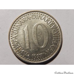 Yougoslavie, 10 dinara de 1987