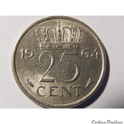 Pays-Bas, 25 cent de 1964
