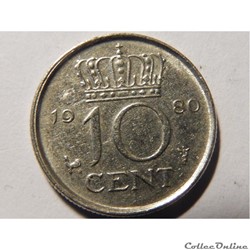 Pays-Bas, 10 cent de 1980