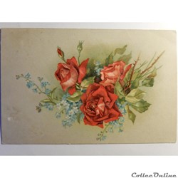 CPA de voeux avec un bouquet de fleurs.