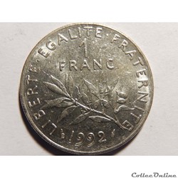 1 franc semeuse 1992