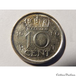 Pays-Bas, 10 cent de 1980