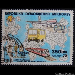 Madagascar PA0203 journée mondiale de la poste 350FMG de 1990