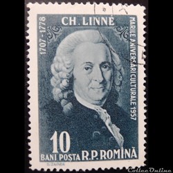 Roumanie 01573 Carl Von Linné, naturaliste 10 Bani de 1958