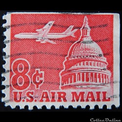 Etats Unis PA0061D avion et capitole 8c de 1962