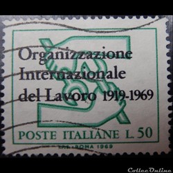 Italie 01037 organisation internationale du travail 50 lires de 1969
