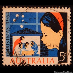 Australie 00307 fille regardant la scène de la nativité 5d de 1964