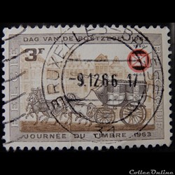 Belgique 01249 calèche, journée du timbre 3F de 1963