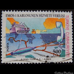 Turquie 02672 télécommunication 500 Lira de 1991