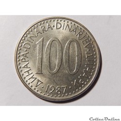 Yougoslavie, 100 dinara de 1987