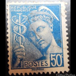 00414A  Mercure 50c bleu 2ème série
