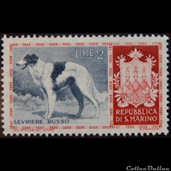 Saint-Marin 00414 lévrier russe 2L de 1956