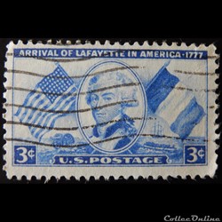 Etats Unis 00561 arrivée de Lafayette en Amérique 3c de 1952