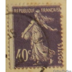 00236 Semeuse fond plein sans sol 40c violet de 1927