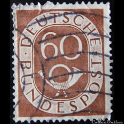 Allemagne RFA 00021 chiffre et cor postal 60pf de 1951