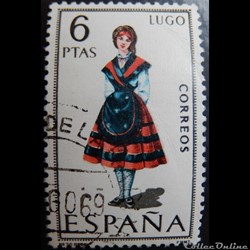 Espagne 01560C costume traditionnel de Lugo 6Ptas de 1969