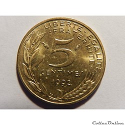 5 centimes Marianne 1992 3 plis