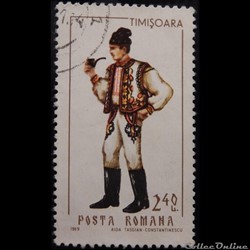 Roumanie 02445 costume folklorique Timisoara 2.40 Lei de 1969