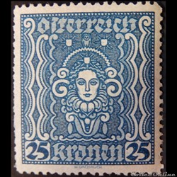 Autriche 00283 symbolisme : tête femme 25kr de 1922